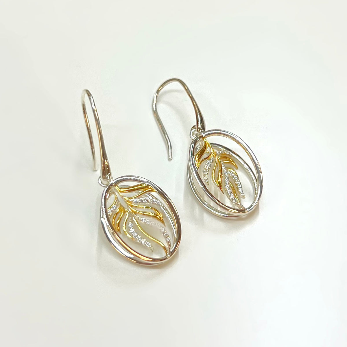 Cubic Zirconia Sterling Silver 9ct Gold Plated Drop Earrings | Unique & Co.