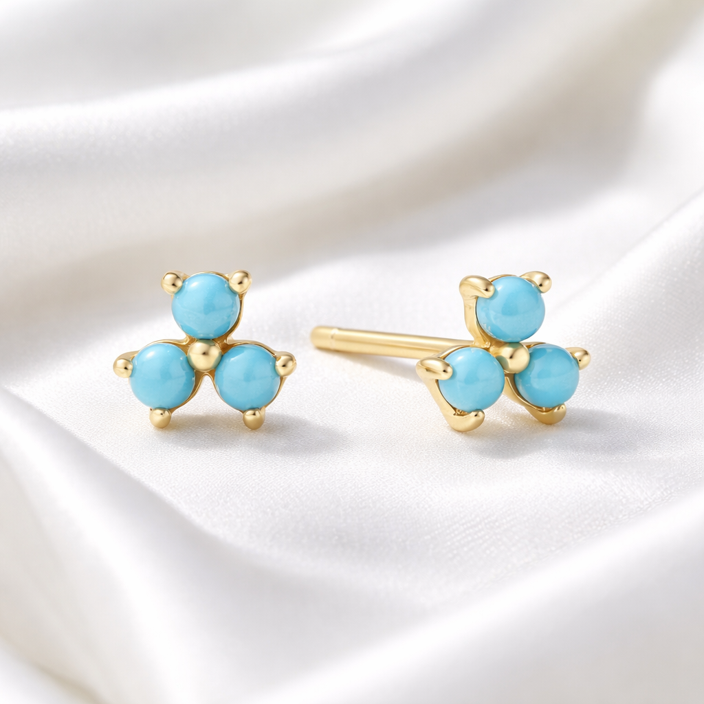 Pre-Order | Turquoise & Gold Lotus Stud Earrings | Ania Haie