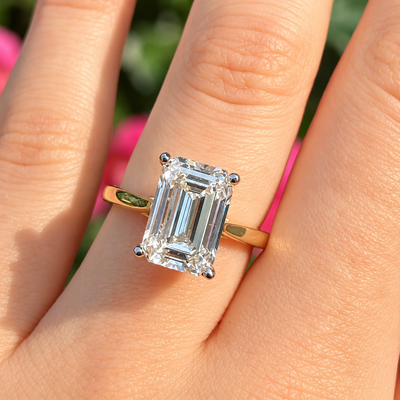 5ct Emerald Cut Diamond 18ct Yellow Gold Engagement Ring | Size L ½