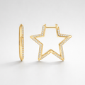 Medium Gold Star Pavé Hoop Earrings | Ania Haie