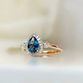 London Blue Topaz and Diamond 9ct Rose Gold Ring | Size M