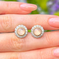 Moonstone and Diamond 9ct Gold Cluster Stud Earrings