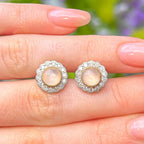 Moonstone and Diamond 9ct Gold Cluster Stud Earrings