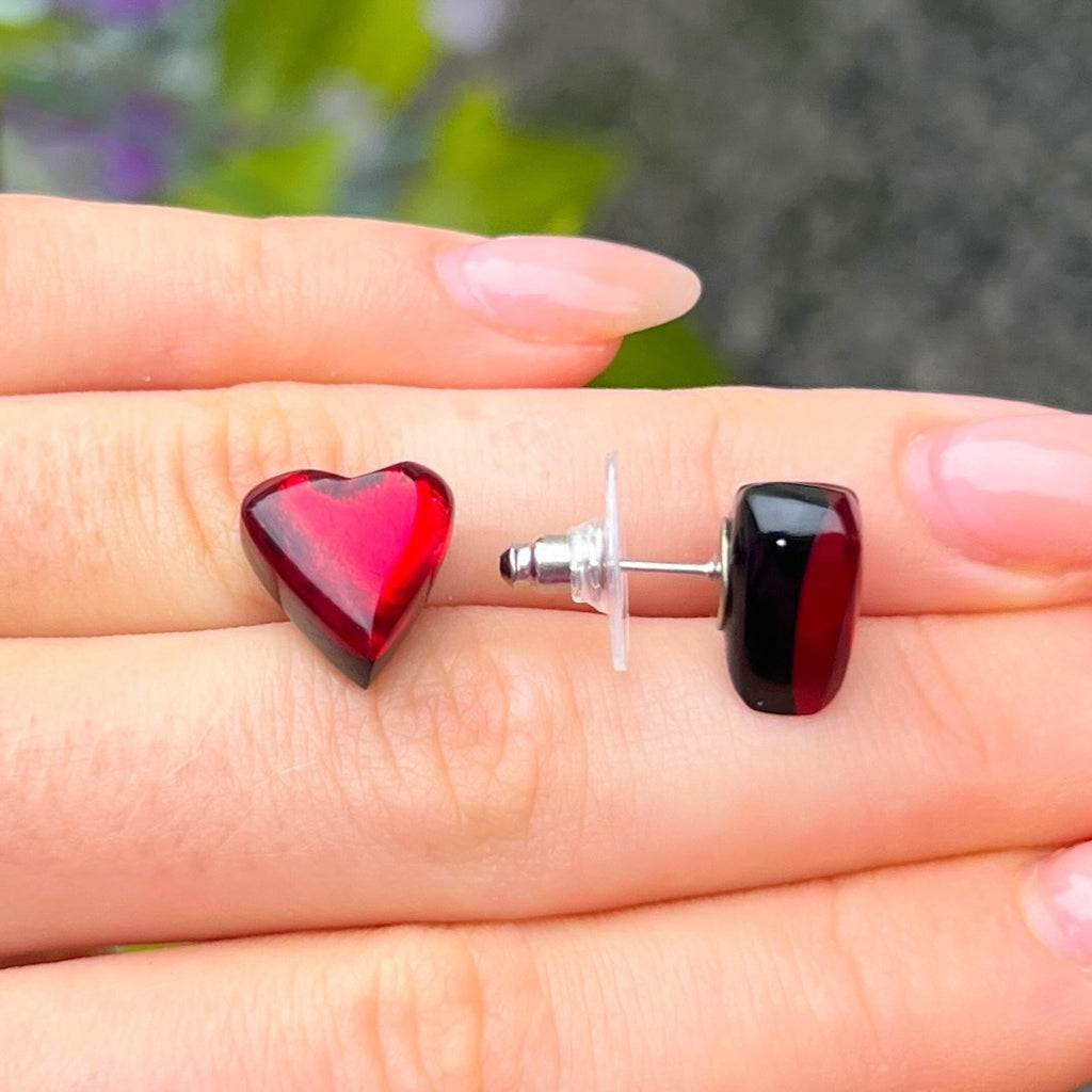 Red Love Heart Stud Earrings | Watch This Space