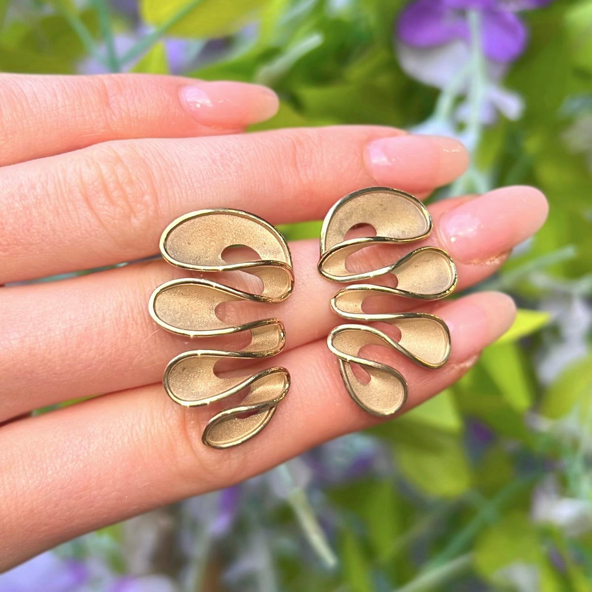 9ct Yellow Gold 3D Wave Design Earrings