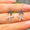 Vintage Black & White Diamond 9ct White Gold Kisses Stud Earrings