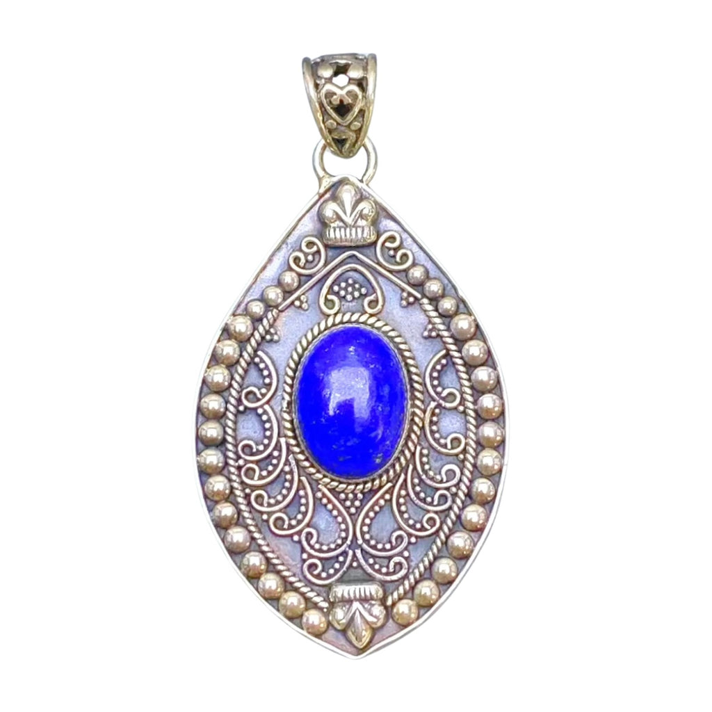 Oxidised Filigree Lapis Lazuli Sterling Silver Pendant