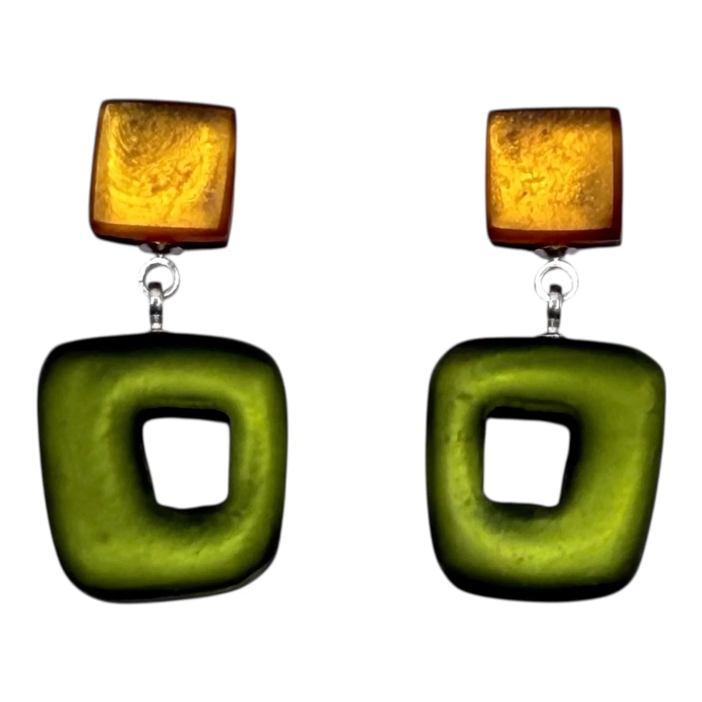Pre-Order | Pistachio Hollow Square Drop Earrings | Watch This Space