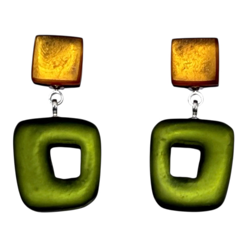 Pre-Order | Pistachio Hollow Square Drop Earrings | Watch This Space