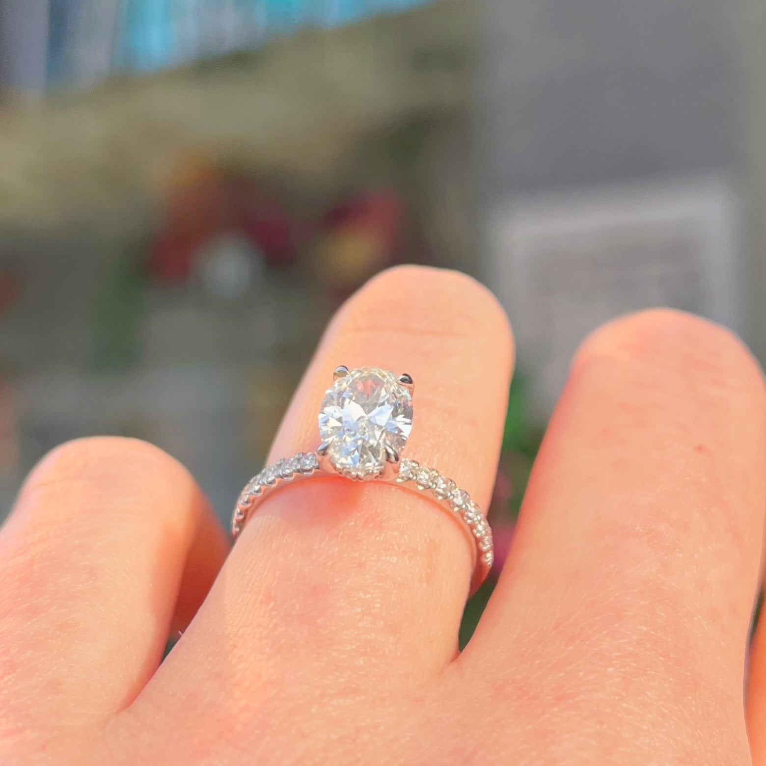 Oval-Cut Lab-Grown Diamond Platinum Engagement Ring | Size L ½
