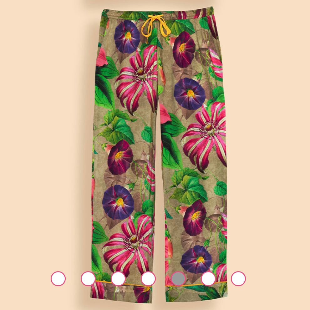 Super Soft Oversized Green Floral Botanicals Long Pyjamas | Powder Accessories