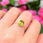 Claw Set Oval Peridot Sterling Silver Solitaire Ring | Size O