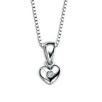 Diamond Sterling Silver Heart Children's Dainty Necklace