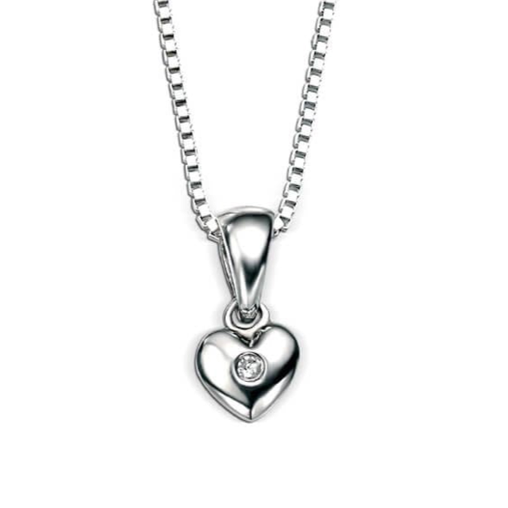 Diamond Sterling Silver Heart Children's Dainty Necklace