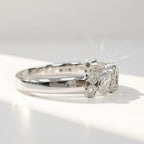 Platinum Pear and Round Natural Diamond Multi-Stone Bubble Ring | Size N