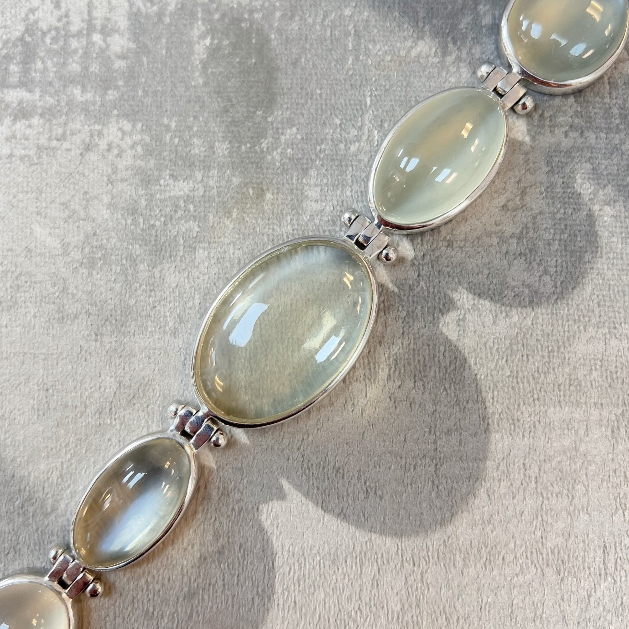 True Moonstone Graduated Five Stone Sterling Silver Chunky Bracelet