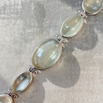 True Moonstone Graduated Five Stone Sterling Silver Chunky Bracelet