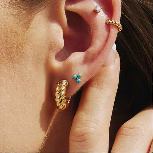 Ania Hae Gold & Turquoise Lotus Stud Earrings