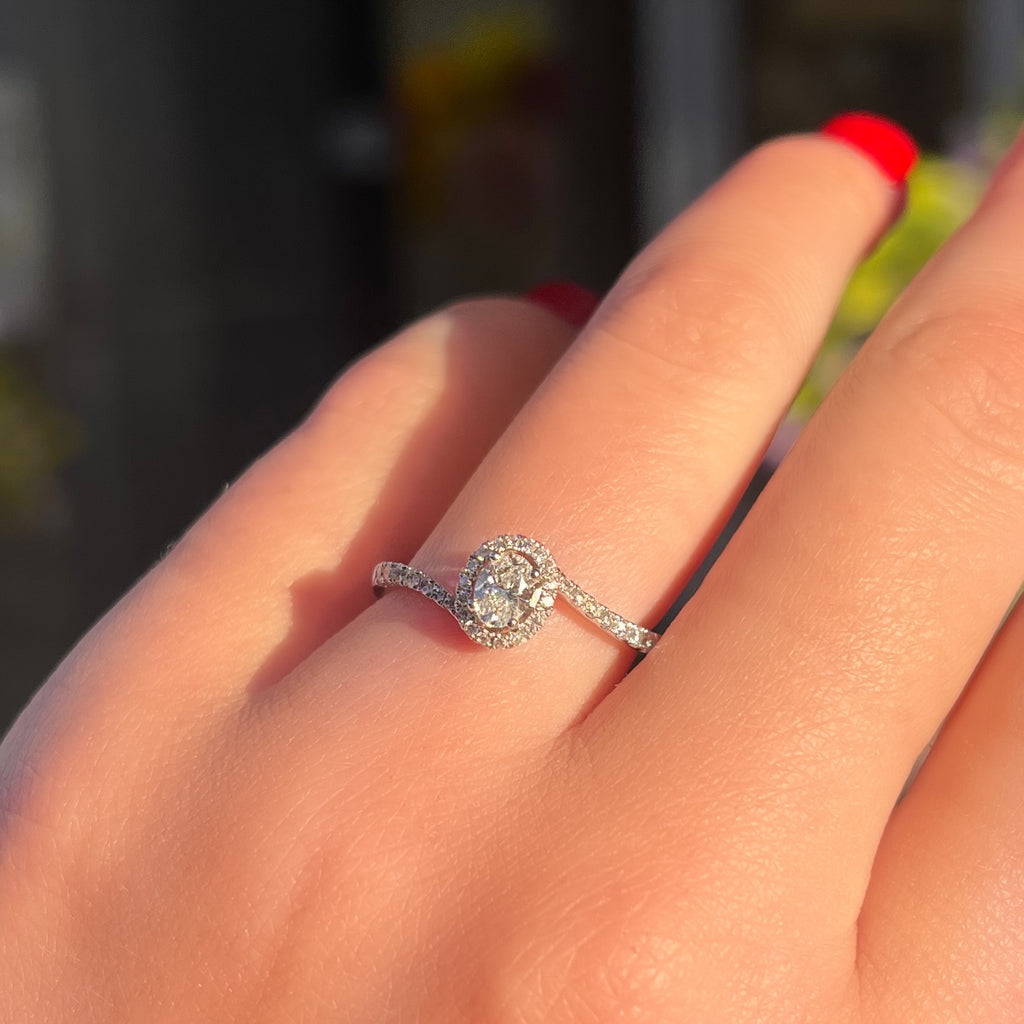 Diamond Twist 18ct White Gold Engagement Ring | Size O