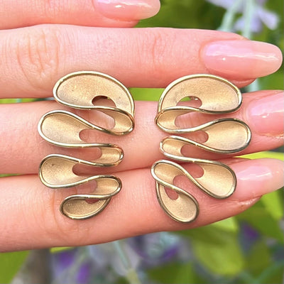 9ct Yellow Gold 3D Wave Design Earrings