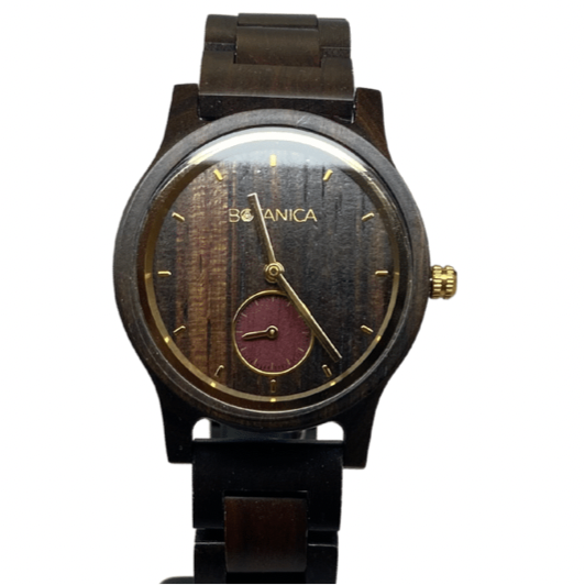 Men’s Botanica vegan wooden watch with gold detailing and dual watch face