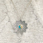 Turquoise Sterling Silver Bohemian-Inspired Mandala Necklace