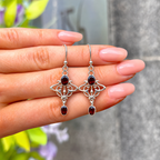 Garnet Sterling Silver Art Nouveau Inspired Drop Earrings