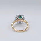 Classic Emerald and Diamond 18ct Yellow Gold Cluster Ring | Size M ½