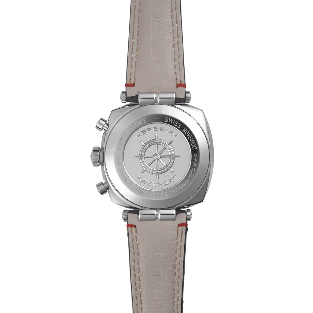 Herbelin Newport Heritage Steel Watch with Blue Dial & Leather Strap