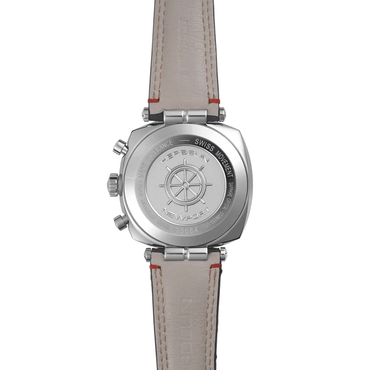 Herbelin Newport Heritage Steel Watch with Blue Dial & Leather Strap