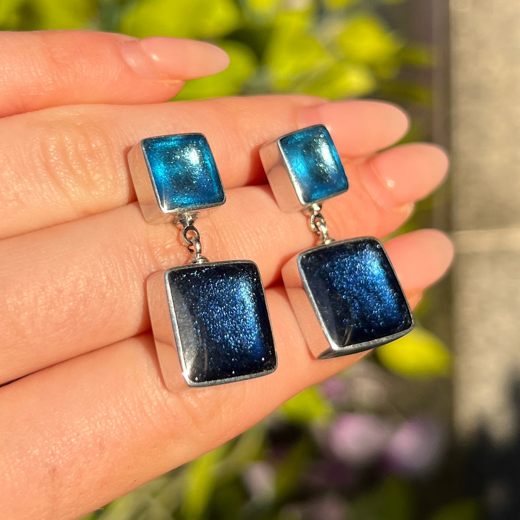 Blue Square Drop Earrings | Watch This Space