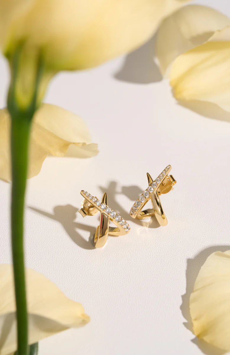 Gold Kiss Polished Pavé Stud Earrings | Ania Haie