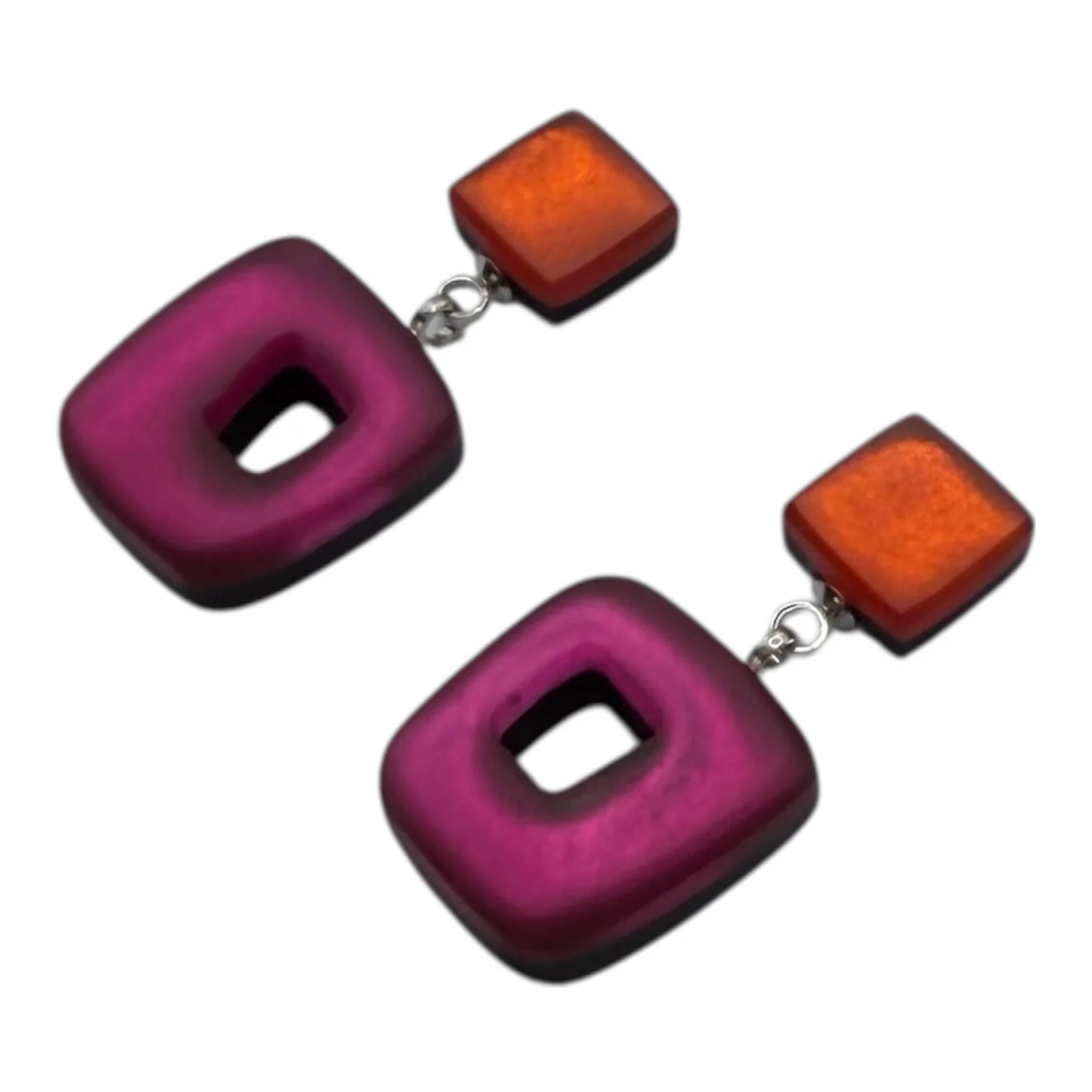 Pre-Order | Tropical Hollow Square Double Drop Earrings | Watch This Space