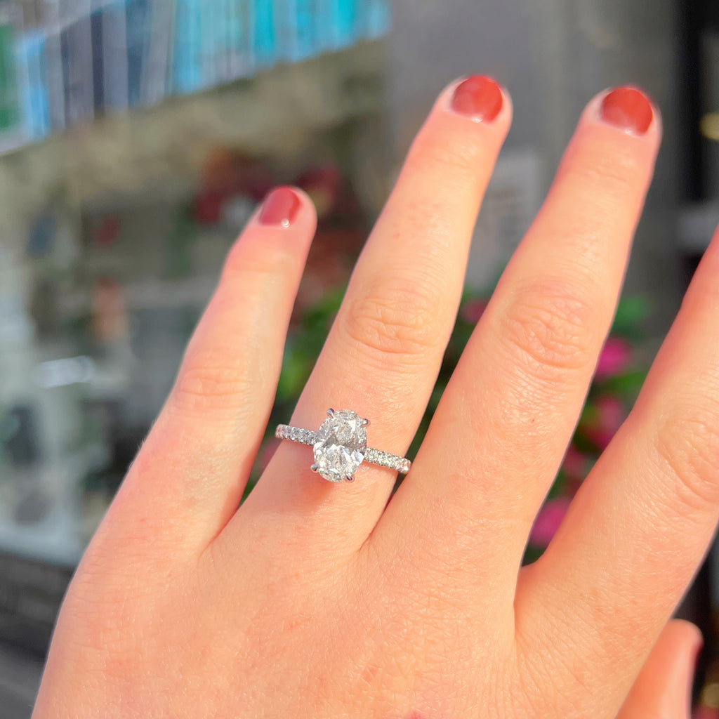 Oval-Cut Lab-Grown Diamond Platinum Engagement Ring | Size L ½