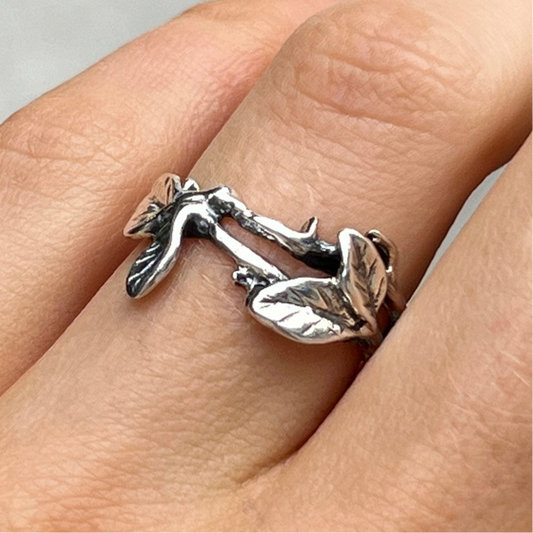 Sterling Silver Leafy Branch Ring