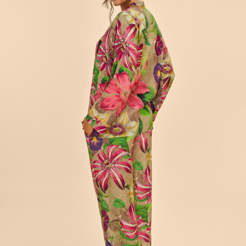 Super Soft Oversized Green Floral Botanicals Long Pyjamas | Powder Accessories