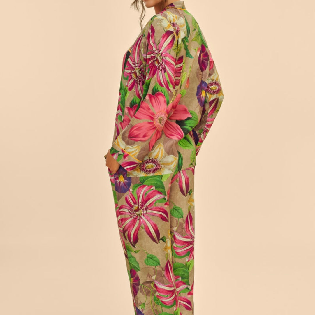 Super Soft Oversized Green Floral Botanicals Long Pyjamas | Powder Accessories