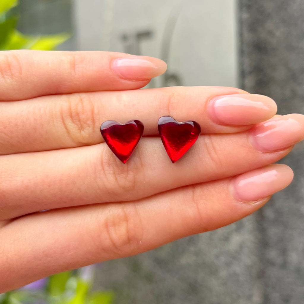 Red Love Heart Stud Earrings | Watch This Space