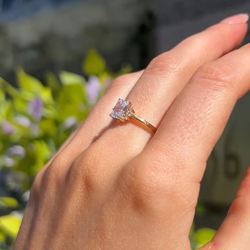 9ct Yellow Gold Emerald Cut Cubic Zirconia Ring - Size N