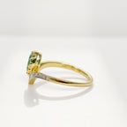 'The Ariel' Emerald and Diamond 9ct Yellow Gold Wishbone Ring | Size N ½