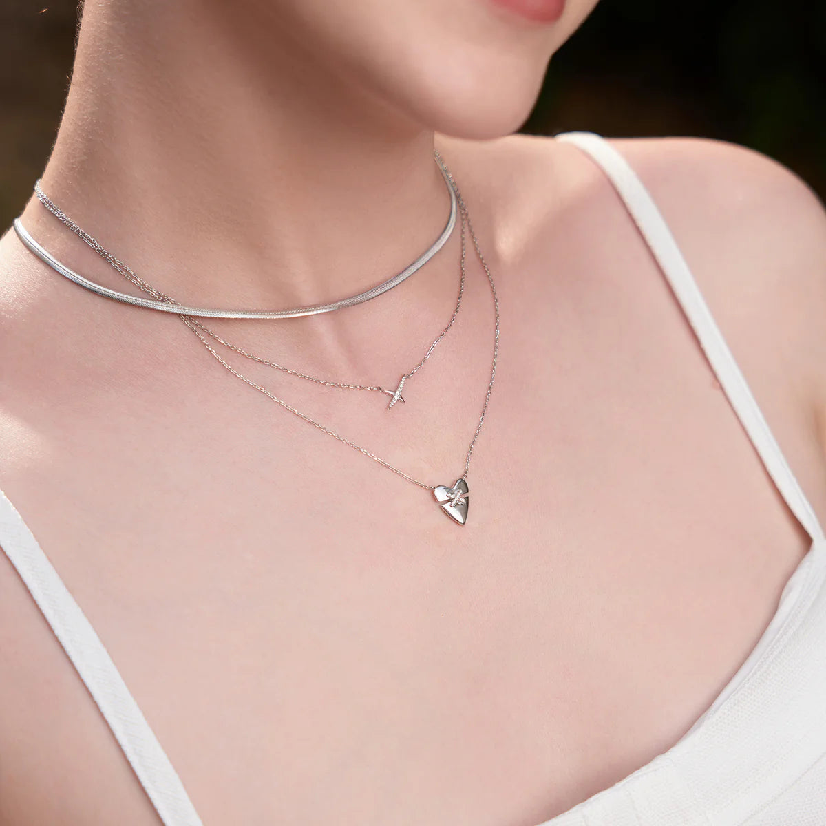 Ania Hae Silver Kiss Pavé Necklace