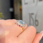 Aquamarine and Diamond Classic Cluster 14ct Yellow Gold Ring | Size N ½