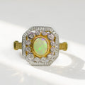 Art Deco Inspired Octagonal Opal and Diamond 9ct Yellow Gold Cluster Ring | Size O