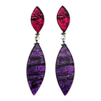 Pink & Purple Aztec Petal Double Drop Earrings | Watch This Space