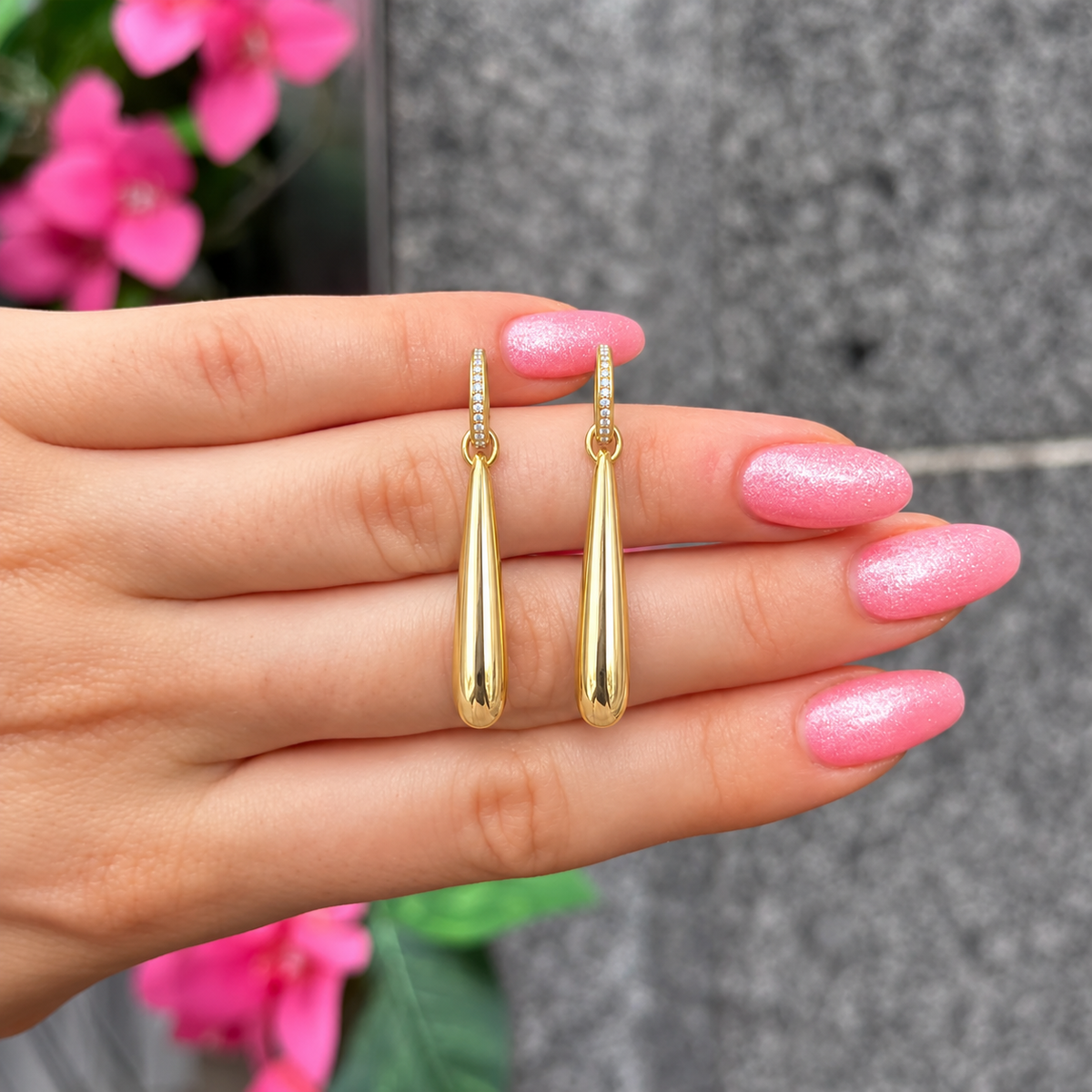 14ct Gold Plated Long Water Droplet Earrings | Ania Haie