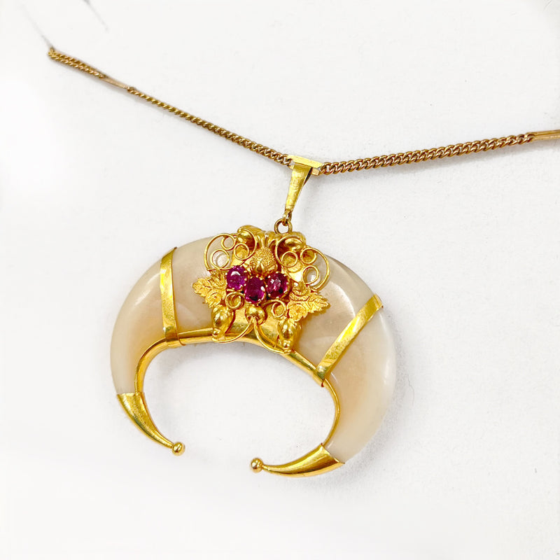 Antique High Carat Tiger Claw Ruby Necklace