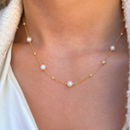 14ct Gold Plated Shell Pearl and Star Station Necklace | Ania Haie
