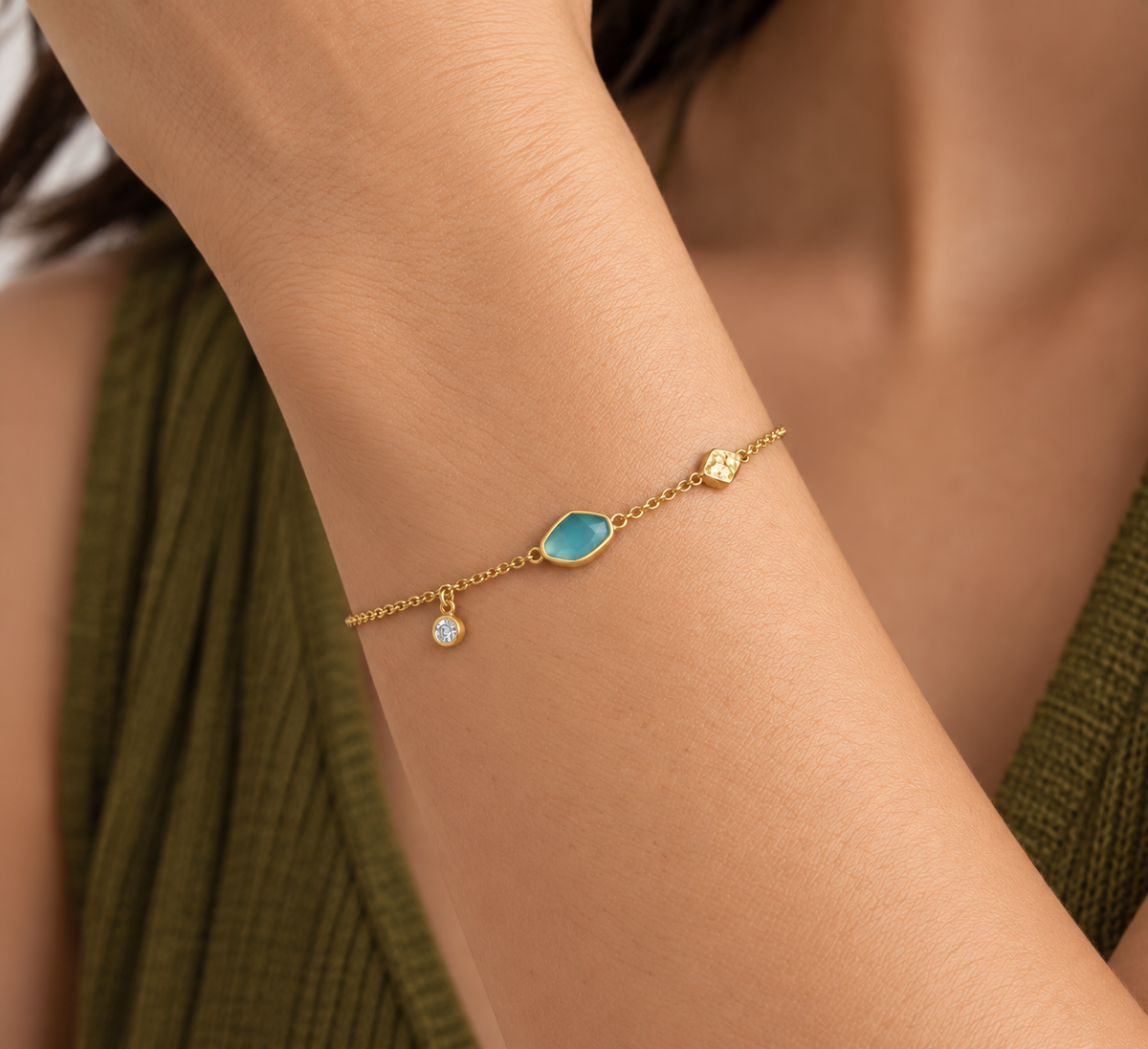 Turquoise Discs 14ct Gold Plated Bracelet | Ania Haie