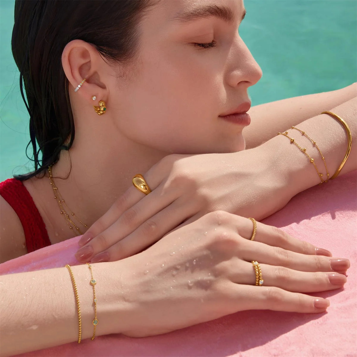 14ct Gold Plated Wave Cuff Bangle | Ania Haie