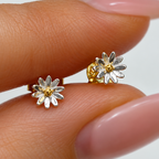 Sterling Silver & 9ct Gold Plated Two-Tone Daisy Stud Earrings